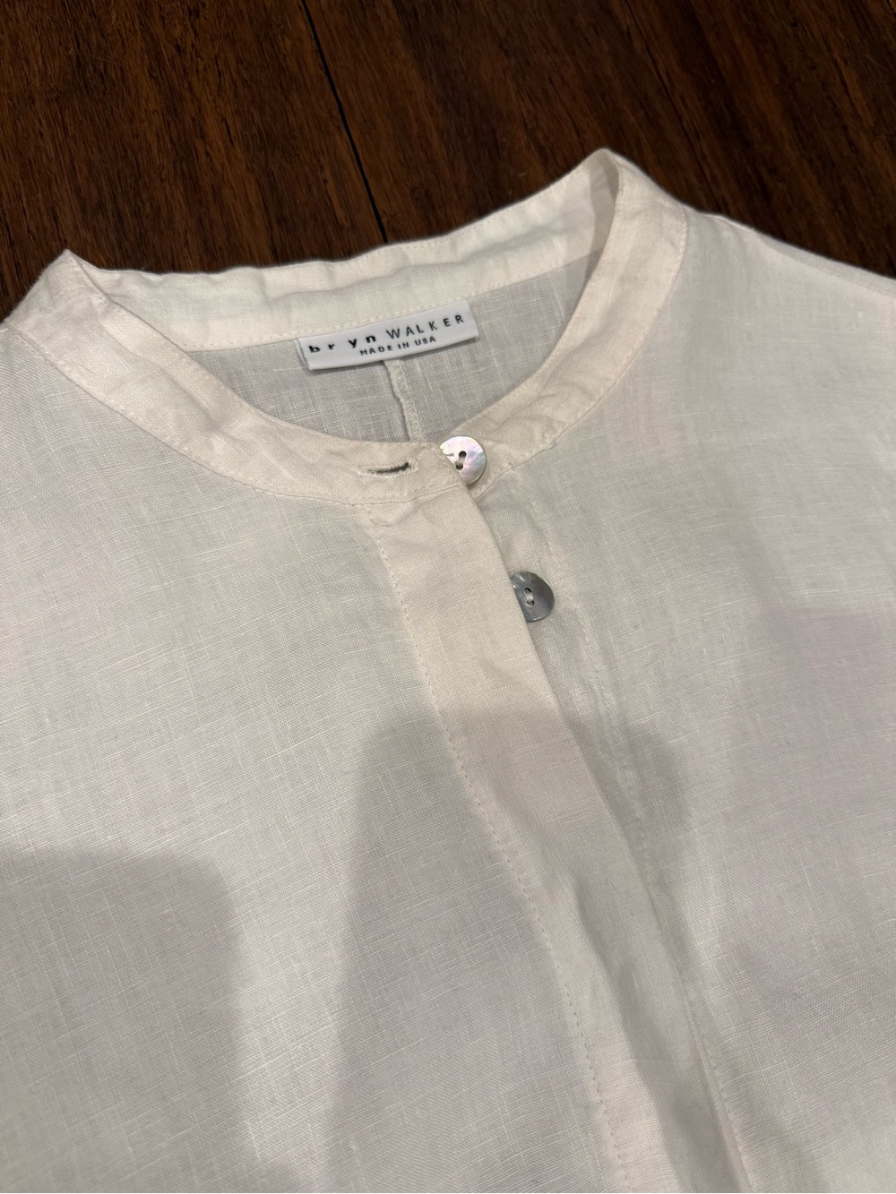 Bryn Walker White Linen Short-Sleeve Button-Front Tunic - Picture 3 of 8